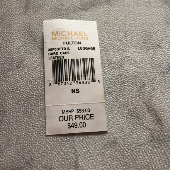 Michael Kors Fulton Tan Leather Card Case - Picture 4 of 5